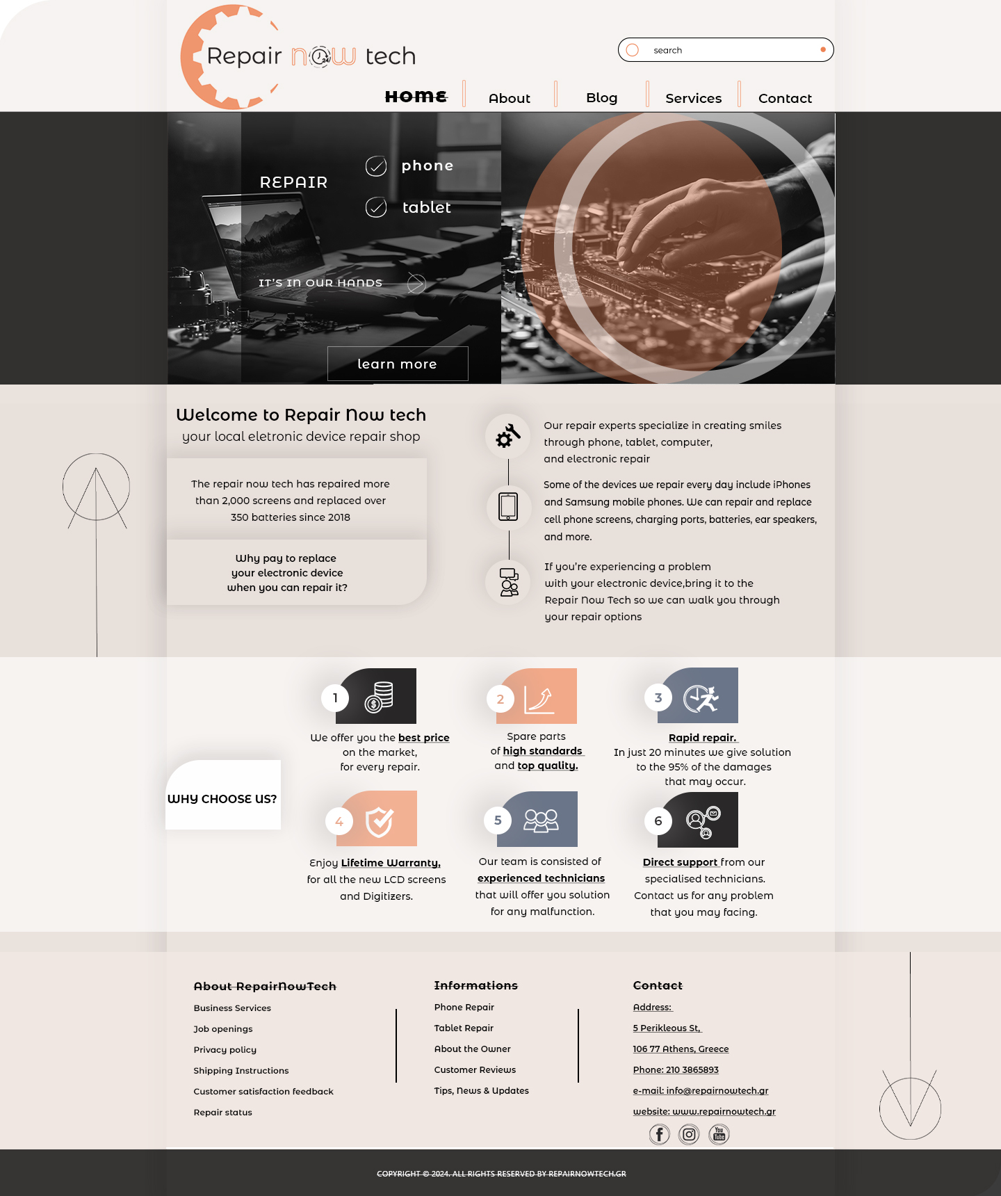 Responsive web design for Repair Now Tech - mobile and desktop website mockup